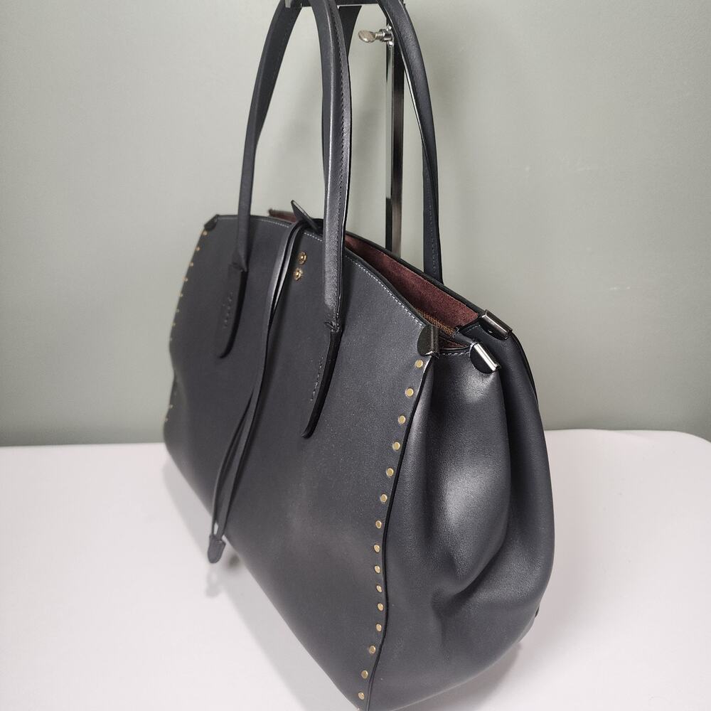 Coach 31932 Cooper Carryall with Rivet Brass Midnight Navy Blue Glovetanned - Picture 2 of 8